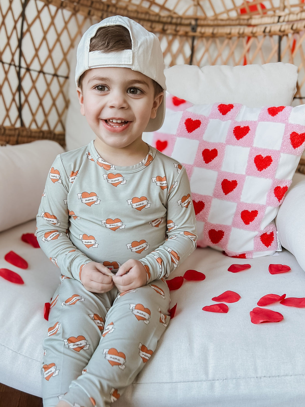 Mama Tattoo Hearts 2pc Bamboo Pajamas