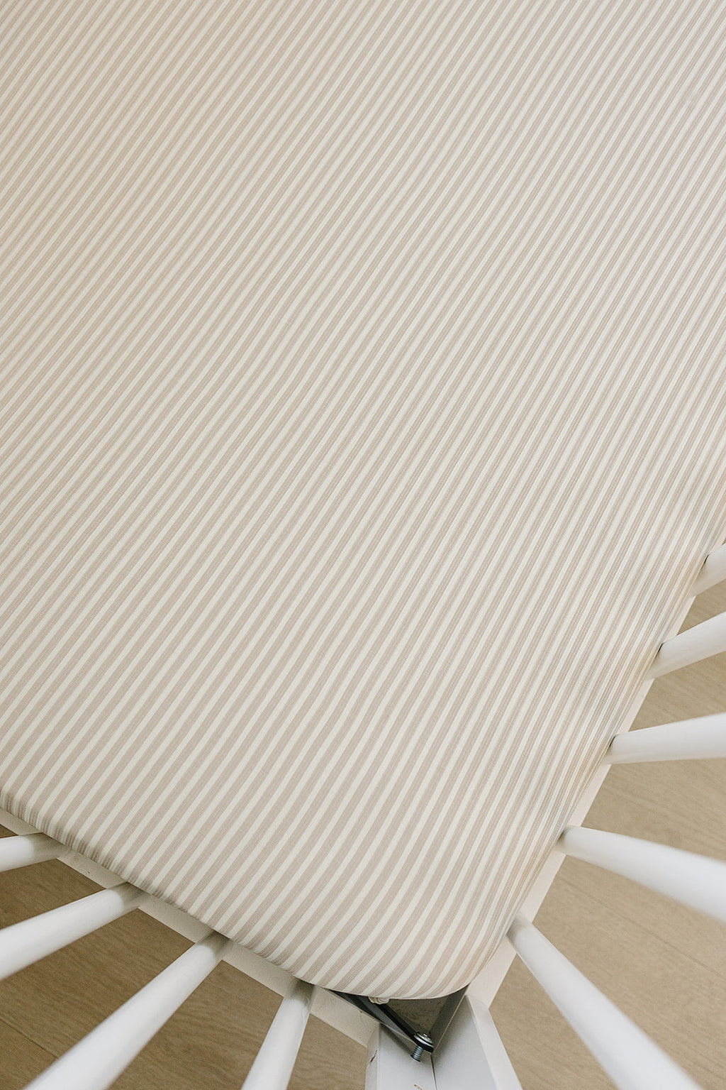 Taupe Stripe Ribbed Bamboo Stretch Crib Sheet