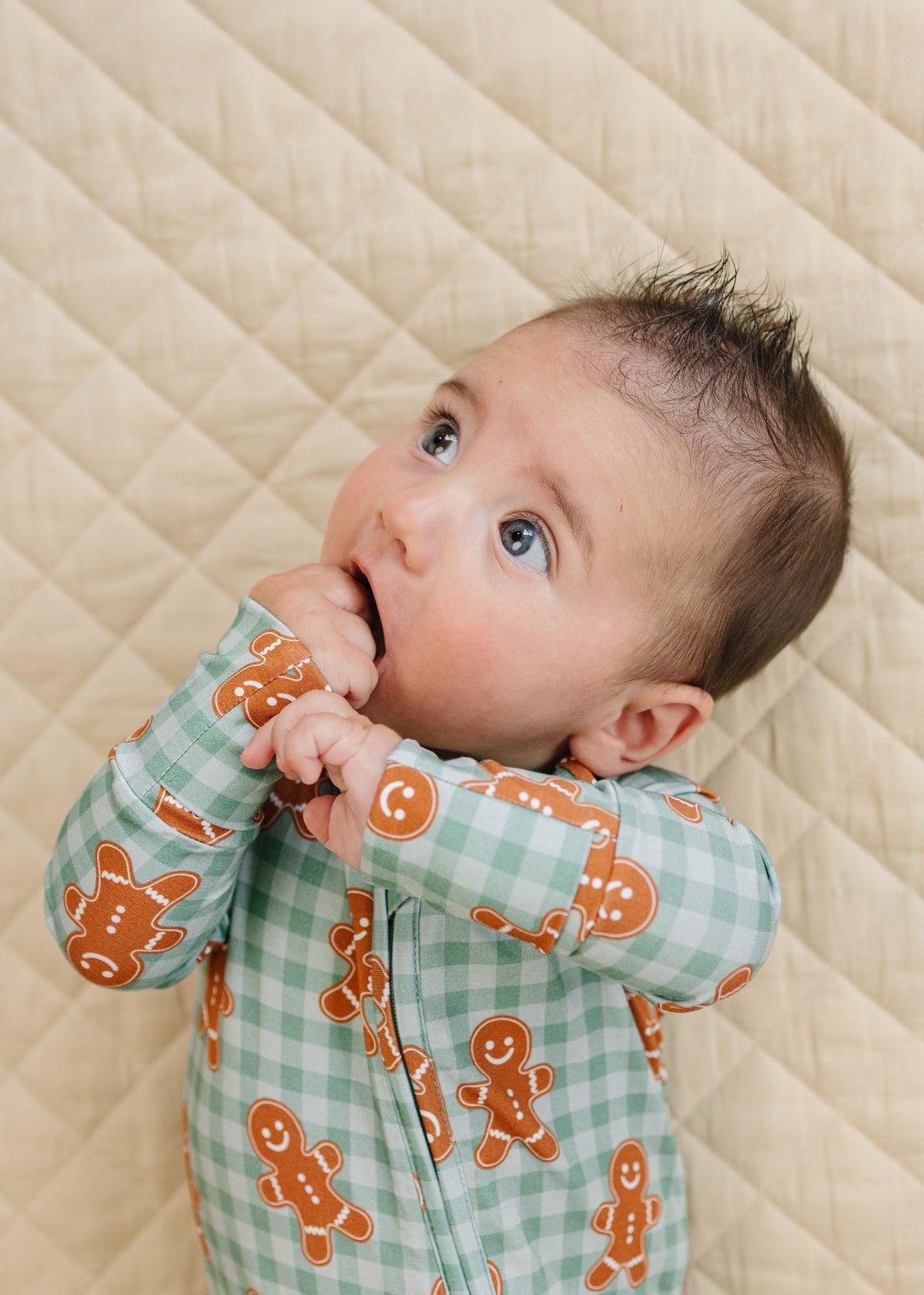 Bamboo Zip Romper | Gingerbread Gingham