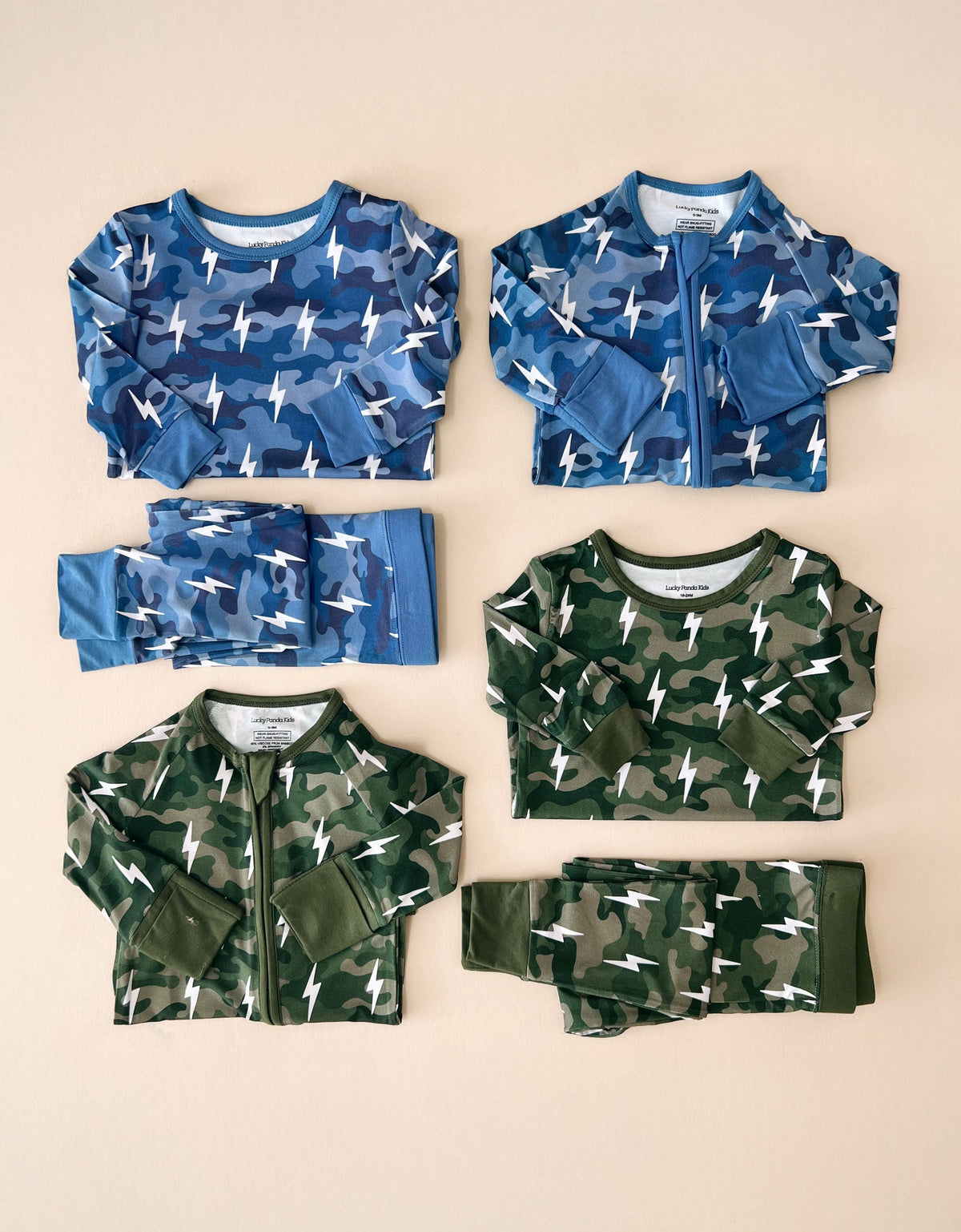 Bamboo Zip Romper | Green Camo Bolts